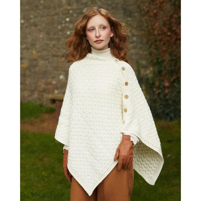 Aran Super Soft Merino Poncho Natural